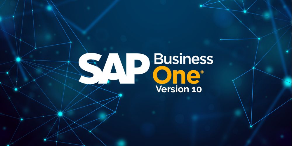 Imagem com fundo high tech com o logotipo do SAP Business One 10.0